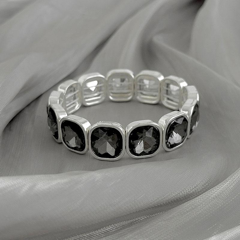 Luxury Style Geometric Acrylic Crystal Elastic Bracelet Women Ring