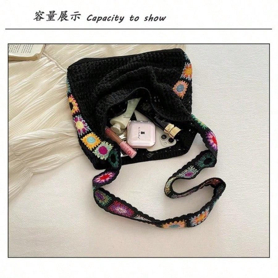 Women's Crochet Bag Summer Beach Tote Aesthetic Lightweight Durable Party Shopping Dating Bag Knitted Bag
