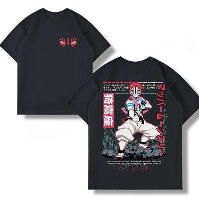Manga Demon Slayer Akaza Japans Grafisch T-shirt Heren Dames College Trend Ouder Cosplay Anime Zomer Korte Mouw Tops T-shirts