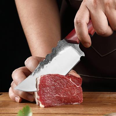 4 Inch Stainless Steel Utility Knife Kitchen Boning Knife Meat Cleaver Butcher Knife Forging Fish Knife Wood Handle Cooking Tool