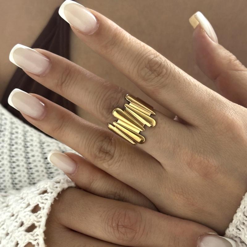 European and American Fashion Shell Starfish Open Rings For Women Gold Color Stainless Steel Adjustable Ring Party Jewelry Gift