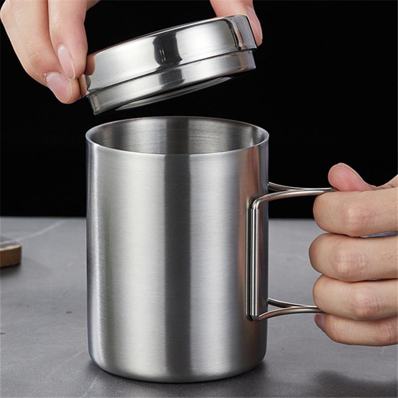 Kubek do kawy 200/300/400ml Stal nierdzewna Naczynia do napojów Podwójna ścianka Izolowany kubek Kubek podróżny Kubki do kawy do domu i biura z uchwytem