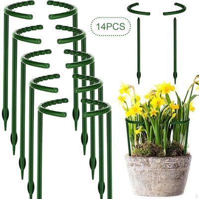14 Pieces Plant Support Stakes Flower Rings Outdoor Garden Bonsai Tools Half Round