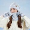 Hat Scarf Gloves Three-Piece Set Winter Outdoor Windproof Cold Warm Knitted Hat Women's Ear Guard Head Wool Hat