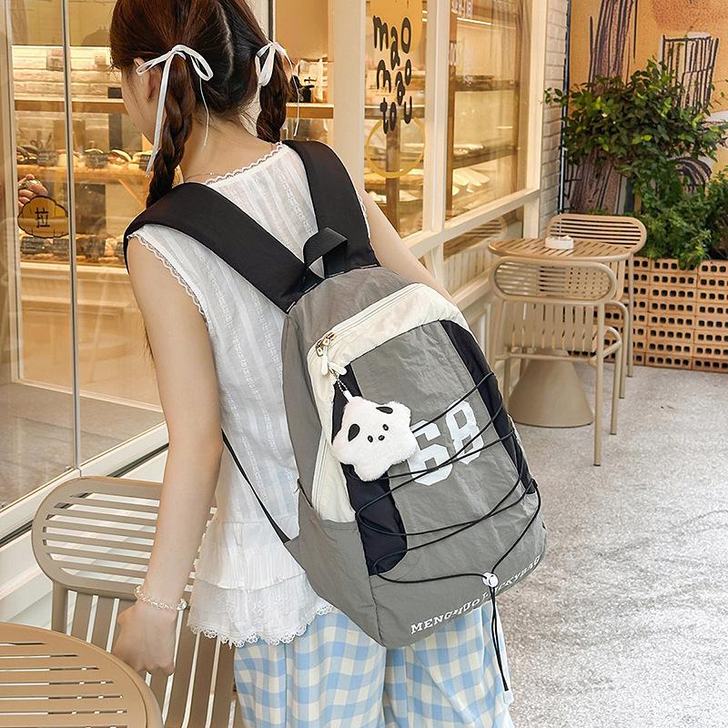 School Bag New Color Matching Pleated Sense Lightweight Outdoor Sports Soft Backpack High Value Girl Heart Travel Small Backpack