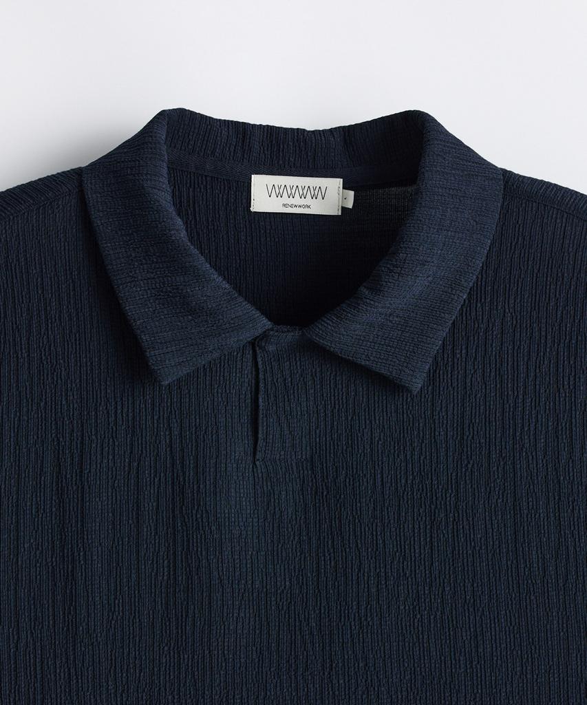 STCO Pleated Collar Short Sleeve T-Shirt_Navy (Oversized)_Stsxb32Osn