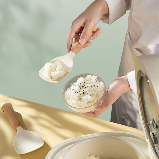 Silicone Rice Spoon for Cooker Ergonomic Handle Spoon Scratch-Resistant Non-Stick Essential Kitchen Utensil for Serving Mixing