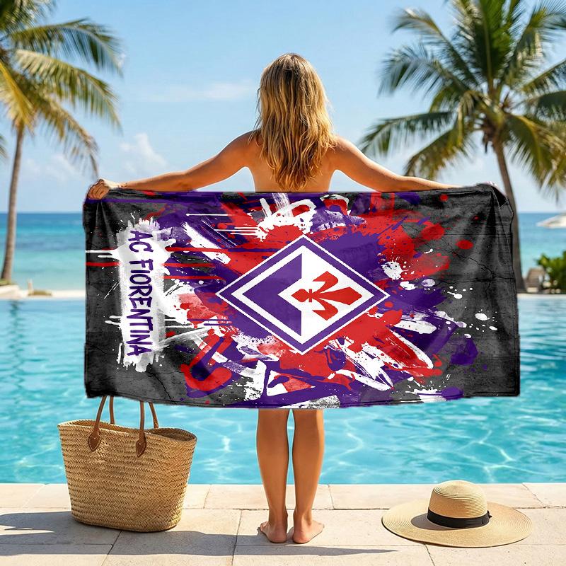 Telo da Spiaggia Asciugatura Rapida Fiorentina FC Stampa Microfibra Assorbente Portatile da Viaggio Asciugamano da Nuoto