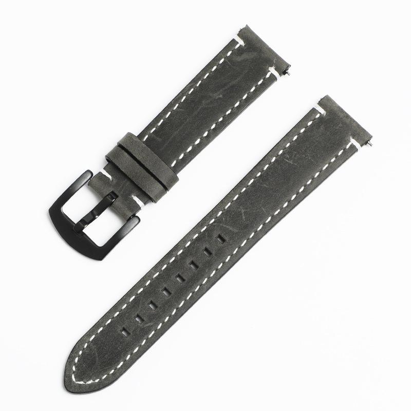 Retro Crazy Horse Leder Smartwatch-Armband, 18 mm 20 mm 22 mm, Echtes Rindsleder mit Schnellverschluss