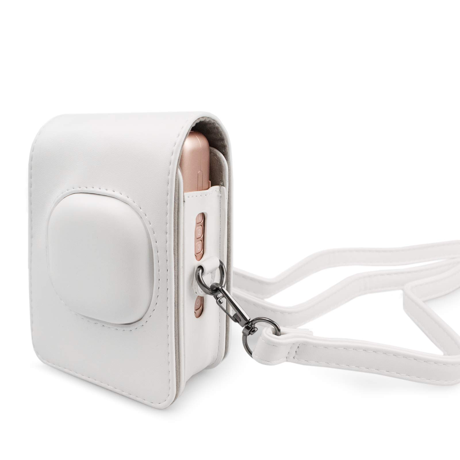 

HIYQIN Cheki FUJIFILM instax mini Liplay Cute Camera instax Liplay Protective Case with Shoulder PU Leather Case, Case, Bag, Strap, (White)