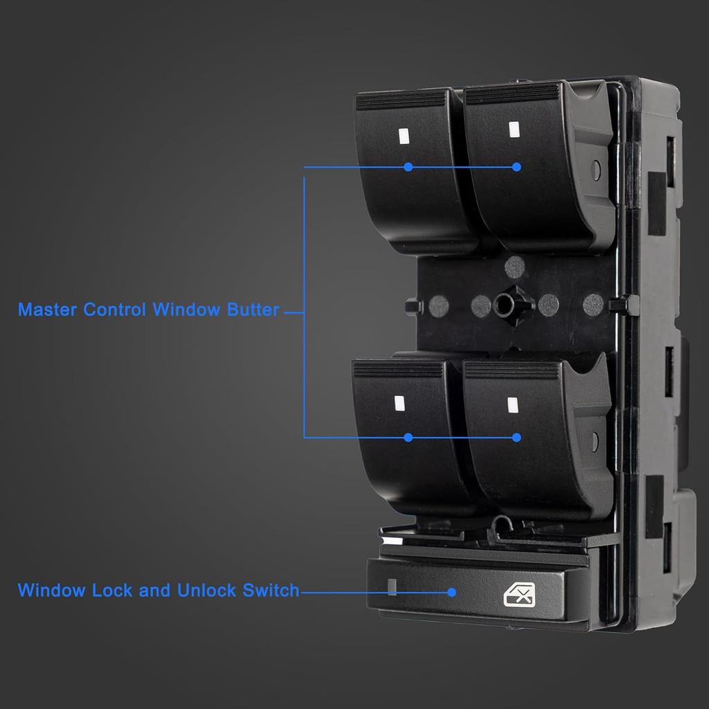 Premium Driver Side Power Master Window Switch, Fits For Chevy Silverado, 2007-2013 GMC Sierra, Chevrolet Traverse, Buick Enclave, Yukon, HHR,
