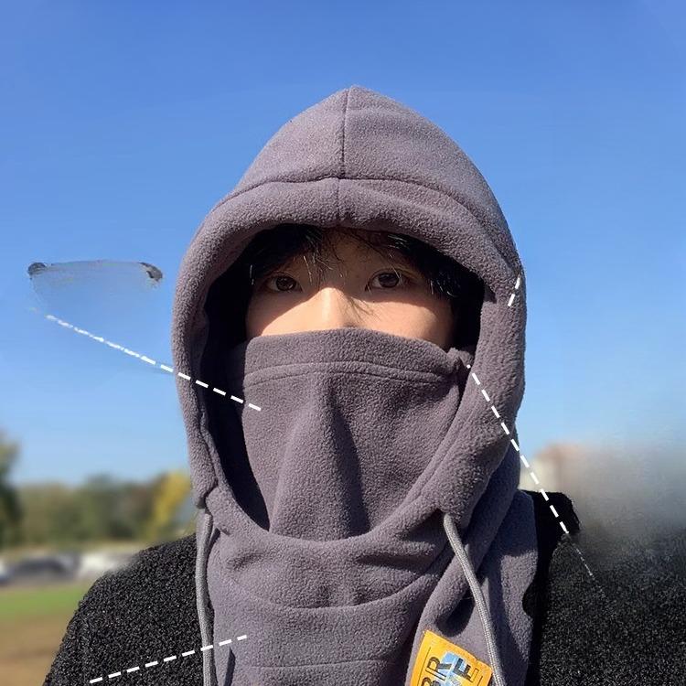 Men's Hats  Warm Pullover Hats Cold proof and Velvet Neck Protection Scarfs Outdoor Riding  Versatile Women's Ear Protection