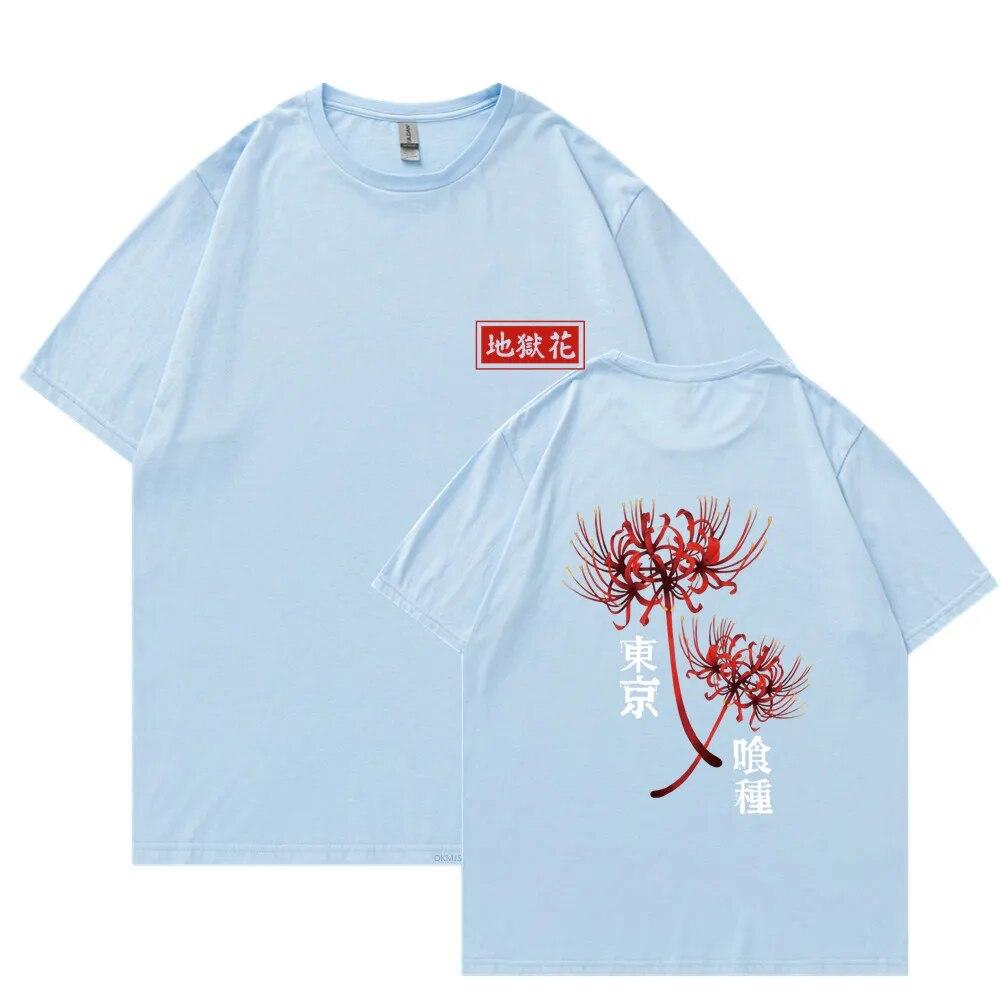 Anime Tokyo Ghoul Spider Lily T-shirt Unisex WoUnisex Cool Kane Kiken Graphic Print T-shirts Oversized Streetwear Couples Tees