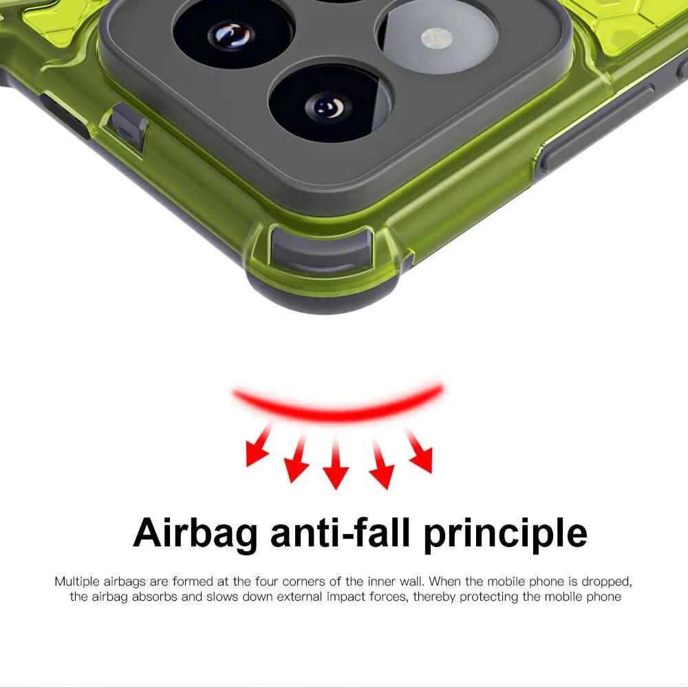 KEYSION Stoßfeste Rüstungshülle für Xiaomi 14 14 Pro 5G Silikon + PC Transparente Waben-Telefonabdeckung für Xiaomi 13 Pro 13 Ultra