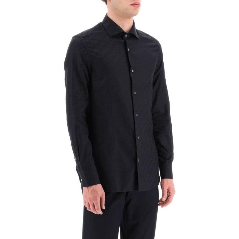 Emporio Armani Solid Color Button-Down Long Sleeve Shirt Men Shirts Midnight-Blue 3R1C86-1K0DZ-F9B5