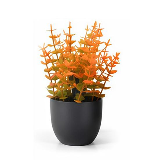 Simulated Small Potted Plant Maintenance-Free Realistic Autumn Leaves Mini Fake Plant for Bookshelf L