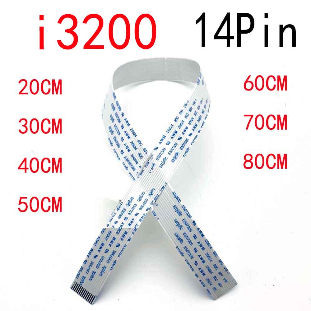 KYJET 10pcs Inkjet Printer 14pins Data Cable I3200 Print head For Epson 4720 I3200 Printhead FFC Flat Cable 15mm width 40cm long