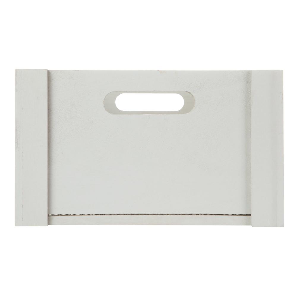 Grey Wood Wire Storage Basket Set 2 Piece Decorative Crates with Cut-out Handles Home Organization and Small Item Storage