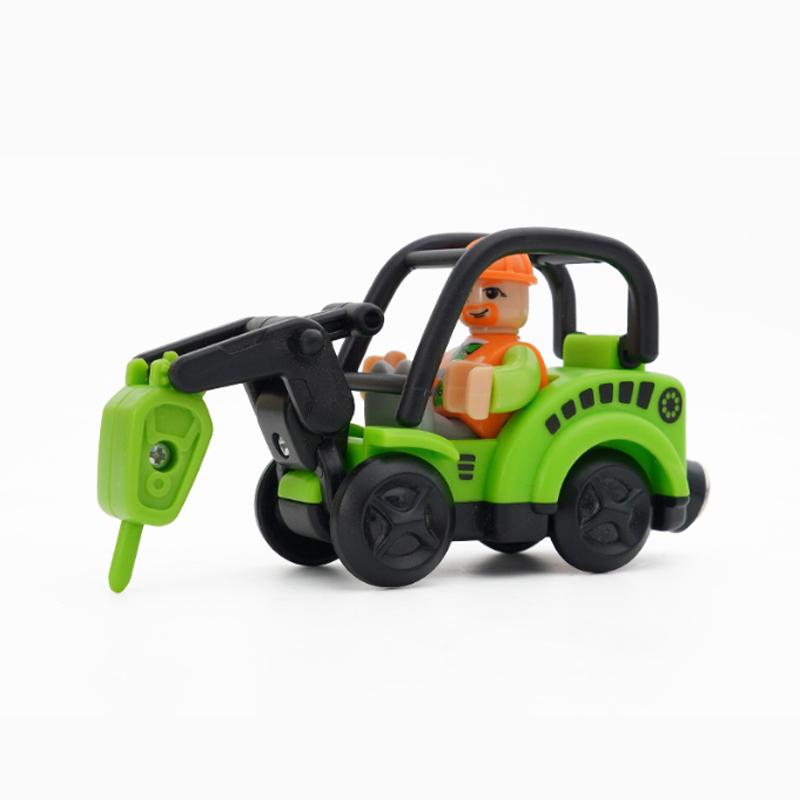 Plastic Inertial Police Car Engineering Vehicle Trailer Compatible with Wooden Thomas Train Track Toy