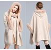 Höst Vinter Hooded Sjal Cape Imitation Ull Ull Lös Ponchos Capes Kappa
