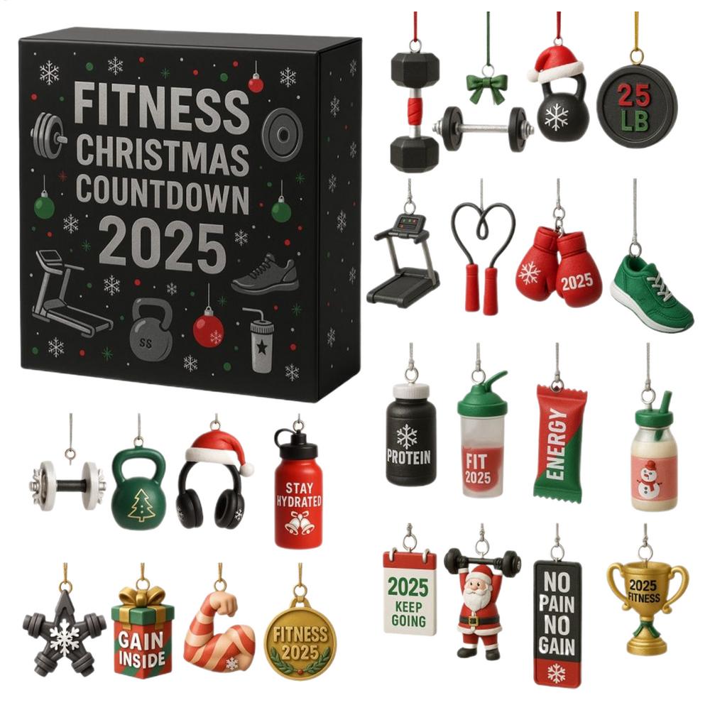 

24 Days Christmas Countdown Calendar Ornament 2D flat Acrylic Fitness Gear pendant Christmas Ornaments hanging 2025 Xmas Gifts