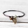 Ceramic Beaded Bracelet Bangle Rope Chain Vintage Leaf Pendant Couple Jewelry