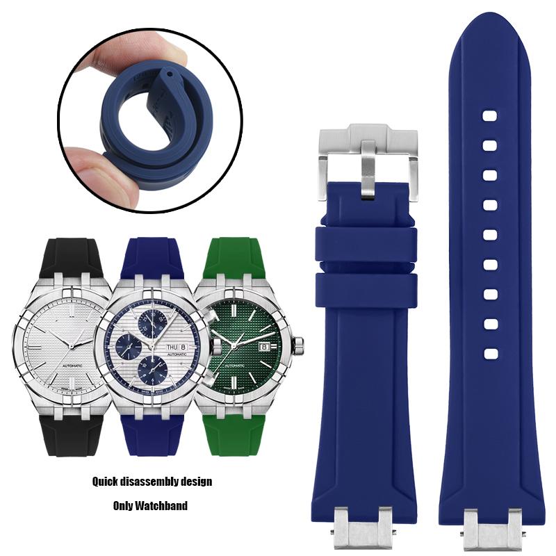 Für MAURICE LACROIX AIKON Gummiarmband-Steg AI6008 6038 6007 Armband Schnellverschluss Metall Stahlkopf Silikon Uhrenarmband
