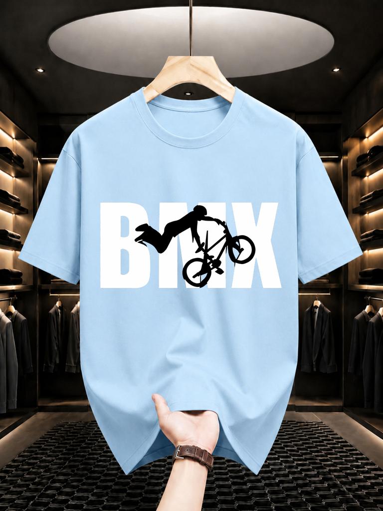 2026 New Pure Cotton Tshirt Bmx Bmx Rider Stunt Print Crew Neck Short Sleeve Casual Top