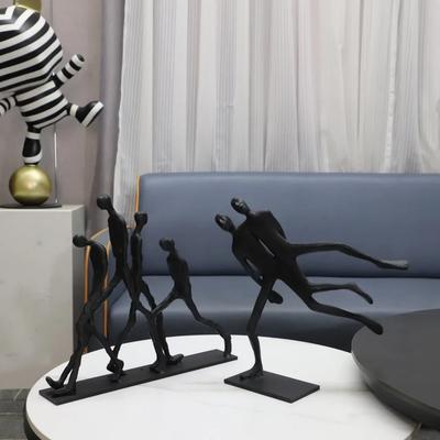 Sculpture Figurine Métal Fer Homme Abstrait Figurines Décoratives Noires Mouvement Figurine Métal Accessoires Décoration Pièce