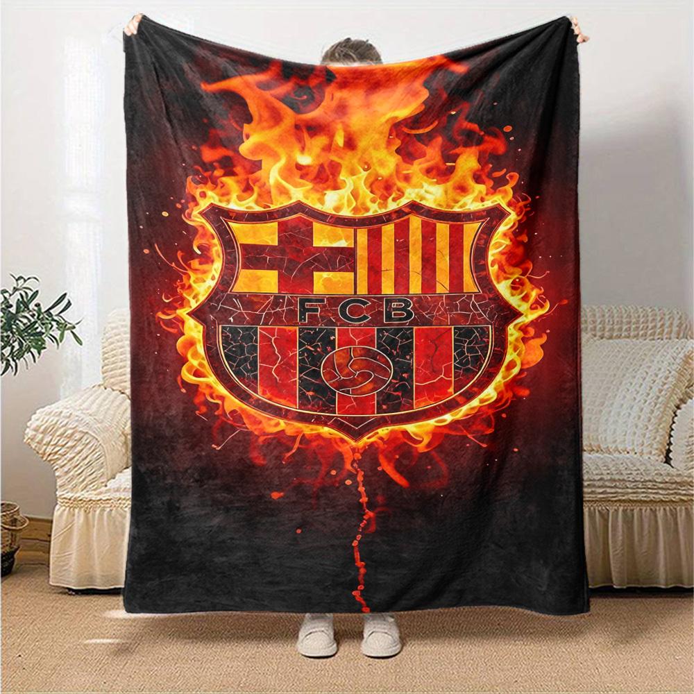 1pc FCB Flames Soft Warm Throw Blanket Nap Blanket For Couch Sofa Office Bed Camping Travel,Comfortable