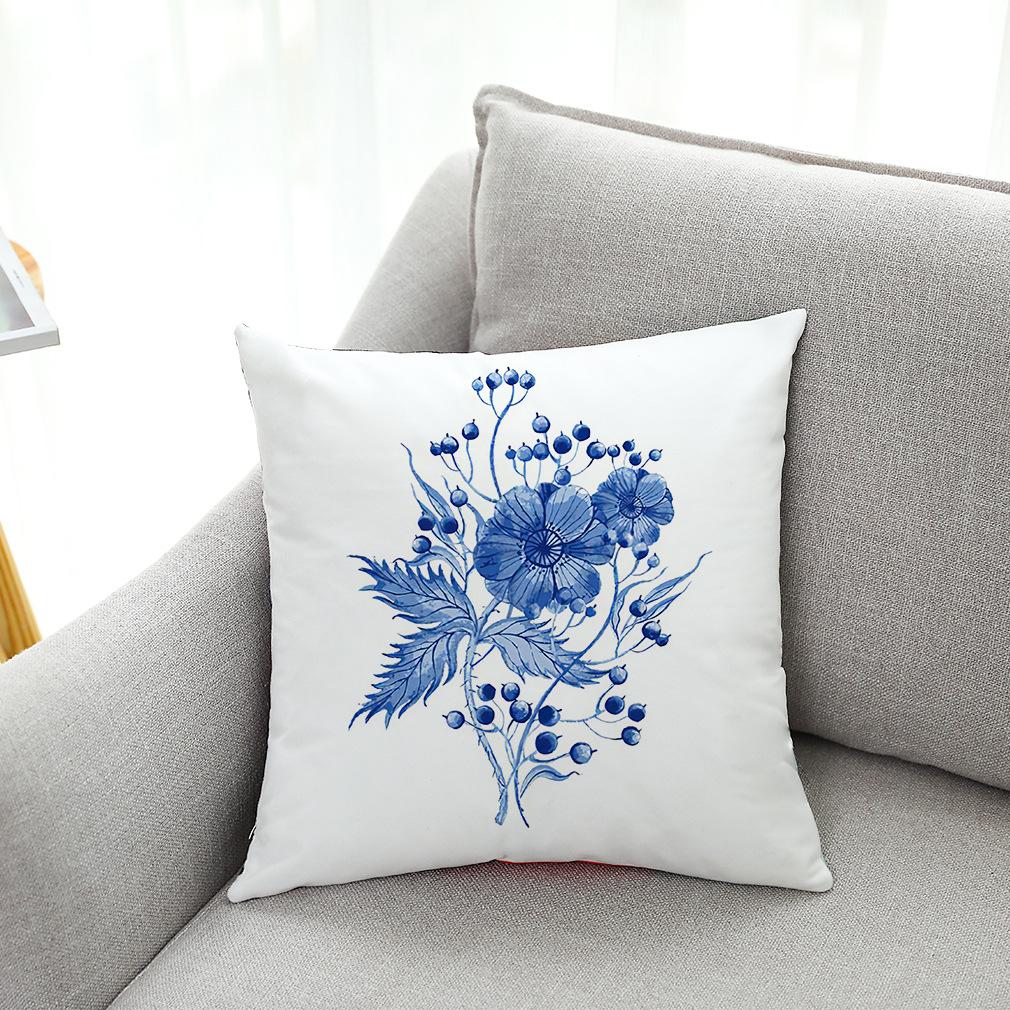 Blue and White Porcelain Printed Pillowcase Sofa Car Cushion Home Decoration