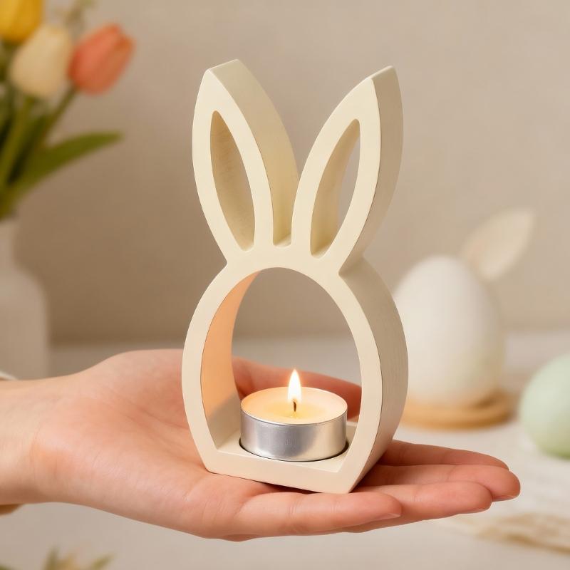 1 PC Silicone Easter Rabbit Mold, DIY Gypsum Concrete Hollow Rabbit Silicone Resin Mold for Casting