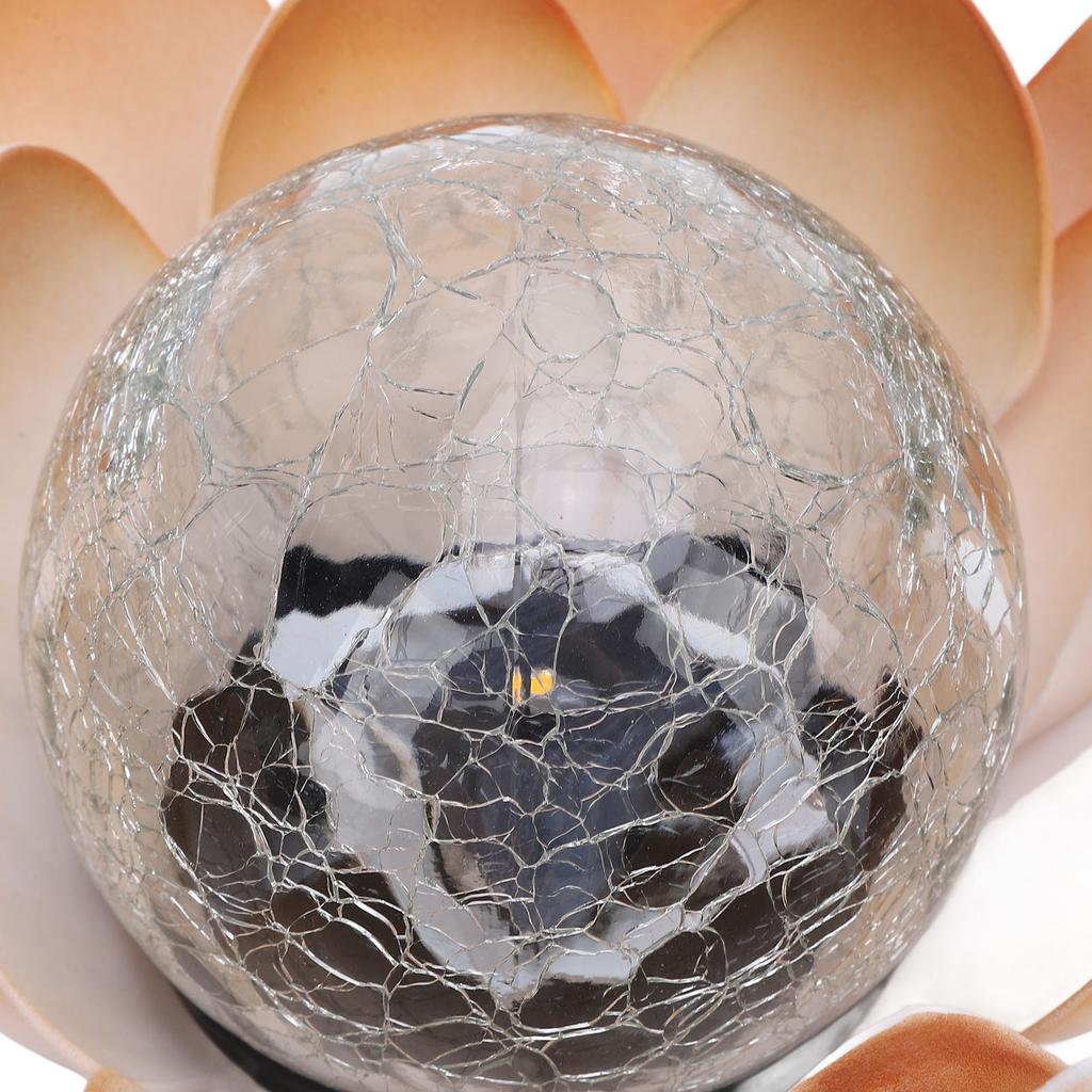 Solar Powered Amber Yard Light Cracked Glass Decorative Lamp Flower Garden Lamp For Outdoor