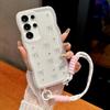 Glue Drop Bow Suitable for Samsung S25ULTRA Mobile Phone Case S24Plus Lanyard A55 Wavy Soft Shell