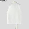 INCERUN Men Lapel Neck Sleeveless Fake Two-piece Print Casual Tank Tops