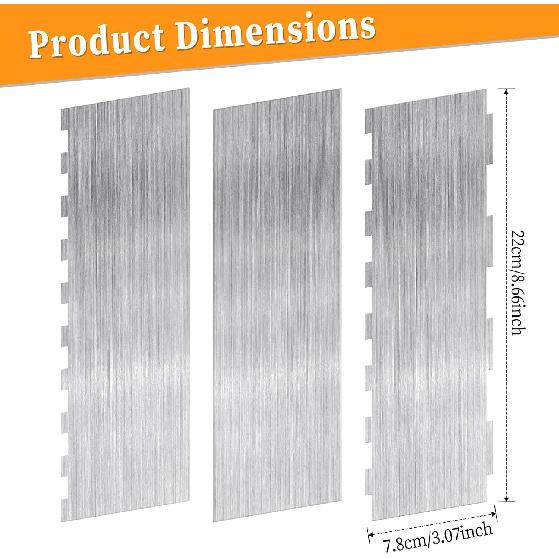 Simarro 3 Pieces Stainless Steel Cake Scraper, 9 Inch Large Double Sided Patterned Edge Stripe Wave Edge Smoother Cake Scraper Icing Smoother Tools