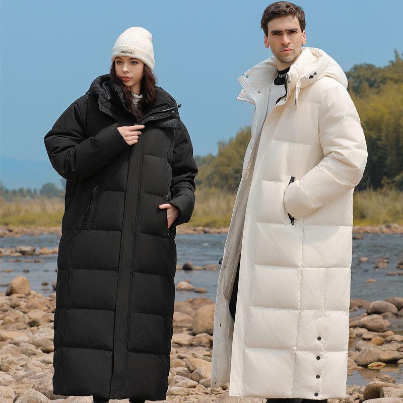 Extra Long Ankle Goose Down To Velvet Autumn and Winter Couple Men's Loose Korean Casual Jacket