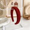 Vintage Red Womens Headband Woolen Velvet Hair Band Headwear Girl Wide Side Sponge Hair Hoop Christmas New Year Hair Accessories