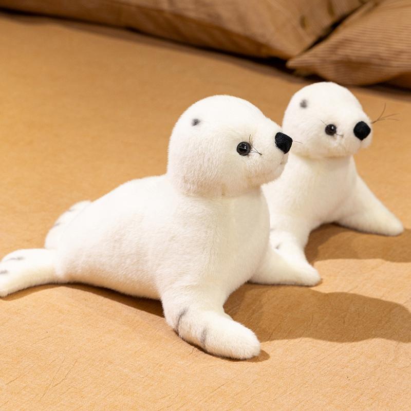 32/38cm White Seal Simulation Stuffed Plush Toy Handmade Cartoon Anime Cute Children's Birthday Gift Fun Seal Doll