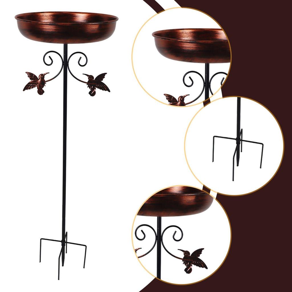 Iron Bird Bath Bowl Fence Outdoor Gift Hummingbird Patio Bird Feeder Tray