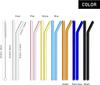 15 Pack Reusable Glass Straws, 8inch X 8mm Drinking Straws Travel Set, Include 12 Straws, 2 Cleaning Brush, 1 Bag, For Smoothies, Beverages, Juice