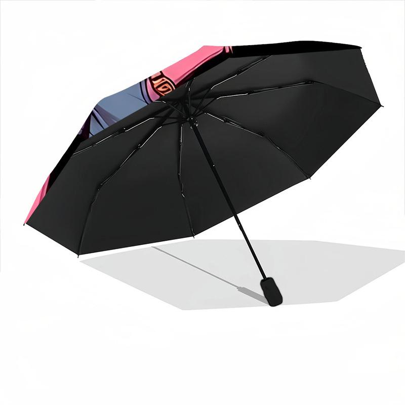 1pc Pink Panther Automatic Umbrella 8 Rib Portable Folding Black Iron Frame for Outdoor, Beach, Travel, Beach Umbrella 177