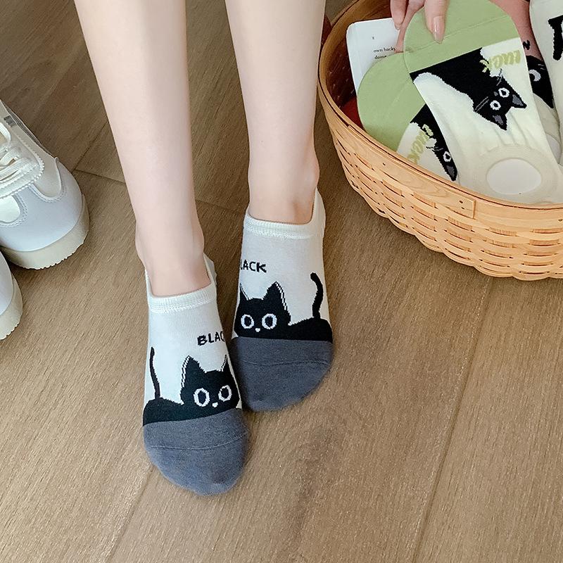Invisible Shallow-mouth Sock Girl, Spring and Summer Cartoon Little Animal Boat Socks, Cute Short Socks, Sweat-absorbing Boneless Sock Girl