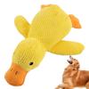 dog sleeping with duck toys to relieve boredom of little yellow duck pet puppy interactive plush doll hug duck