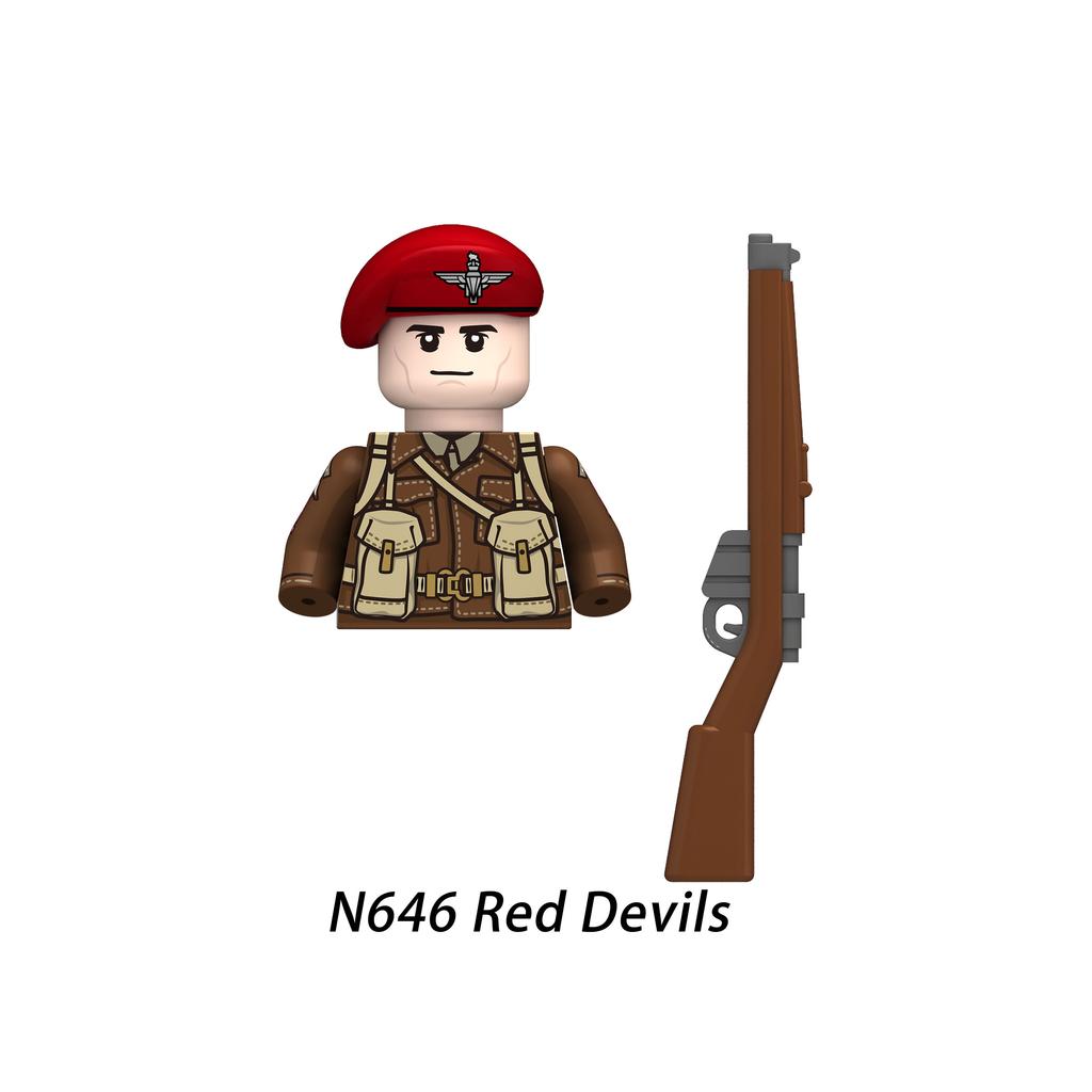 Brytyjski Żołnierz z Karabinem Maszynowym Żołnierz Wojskowy Mini Figurki Modele Zabawki dla Dzieci Klocki Budowlane Prezent Chłopcy Dziewczynki