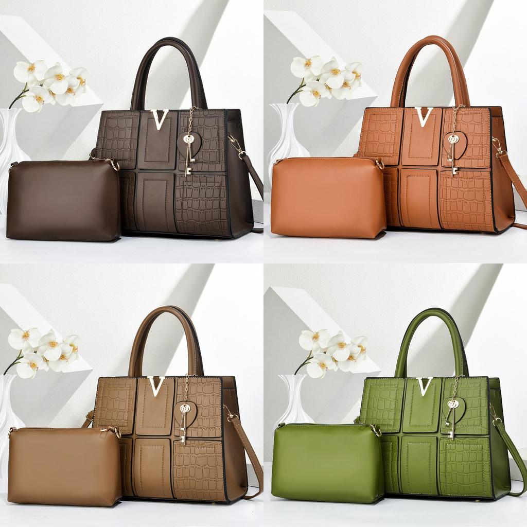 Pu Crocodile Textured Shoulder Bag With Splicing Design For Daily Use Women