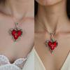 Stylish Gothic Red Heart Necklace Unique Thorn And Red Heart Necklace Charm For Women Seeking Individuality