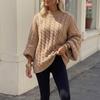 Women's Long Sleeve Pullover Sweater, Oversized Thick Knit Sweater for Fall and Winter