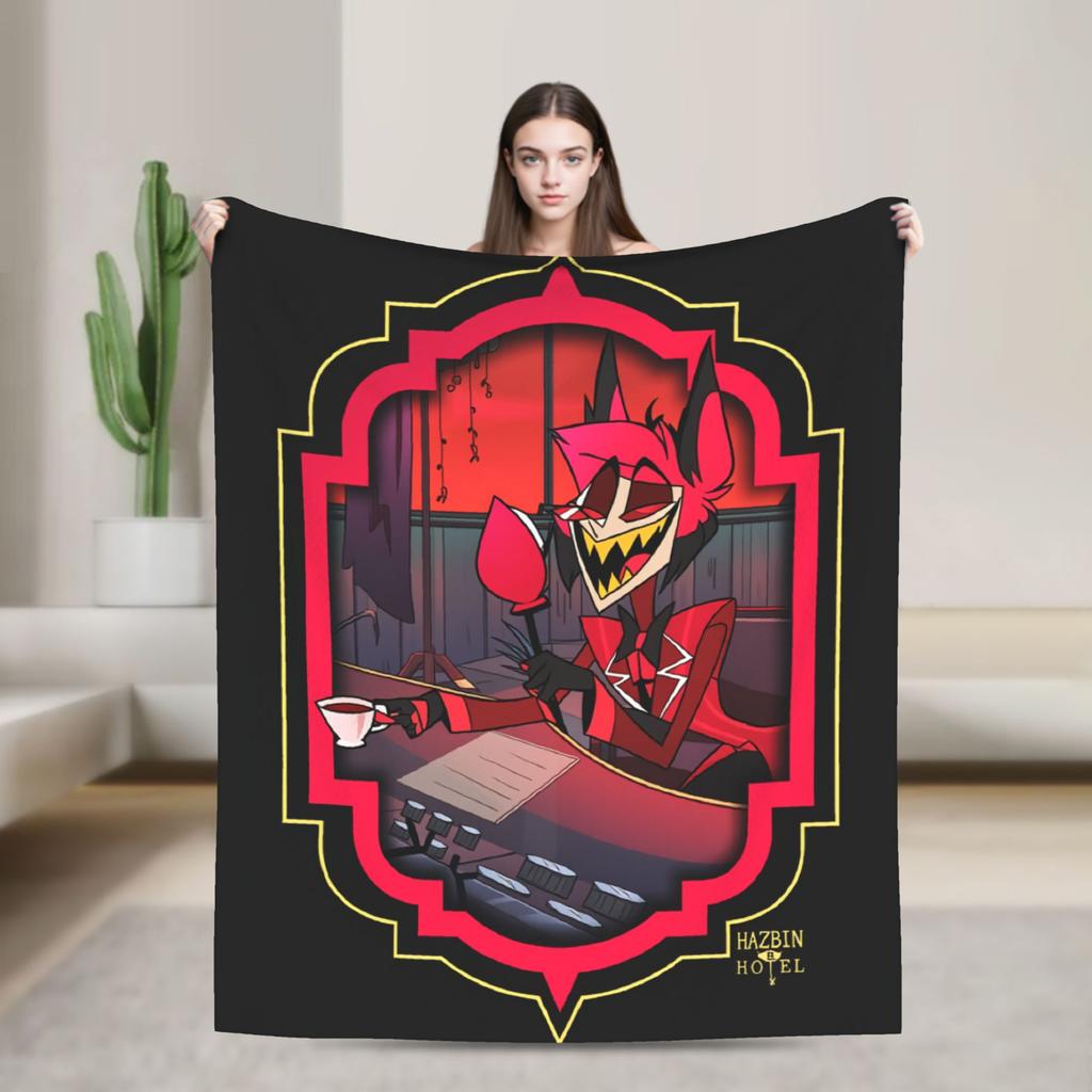 Hazbins Hotels Coperta Peluche Lucifer Biancheria da Letto in Flanella per Studenti Coperte per Arredo Casa Calde Qualità Personalizzata Copriletto Compleanno