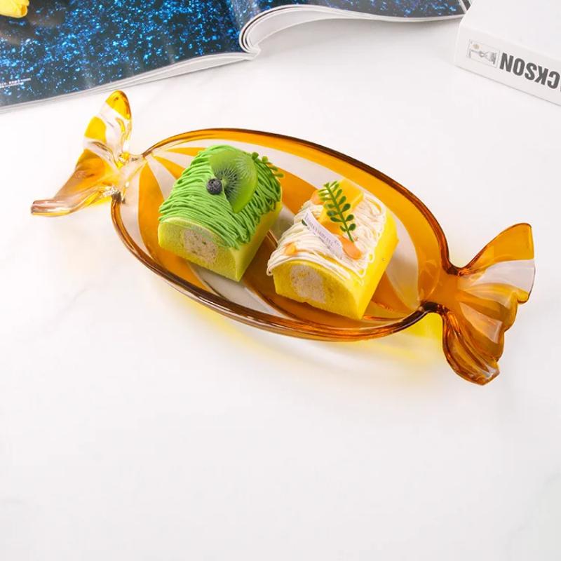 Tykk krystallglass snackstallerken godteriformet dessertbrett festserveringsskål juledekorasjon servise høytidsservering